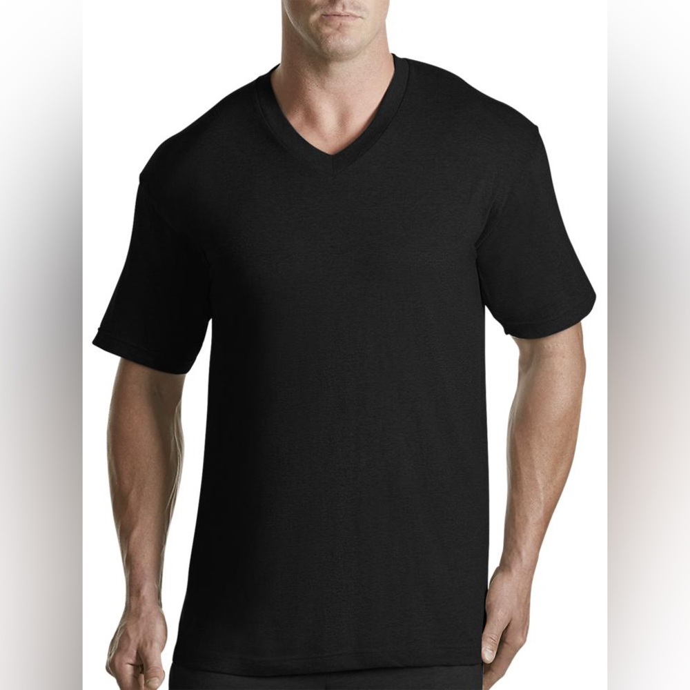 Hanes Classic Black V-Neck Men's 2XL Shirt 5-Pack